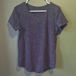 Lululemon Love Tee Black Gray Speckled Splatter Print Short Sleeve Shirt DESC